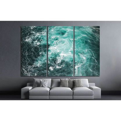 Deep blue stormy sea water surface with white foam №1404 Ready to Hang Canvas Print - Zellart Canvas Prints ALL_Products, s-1404