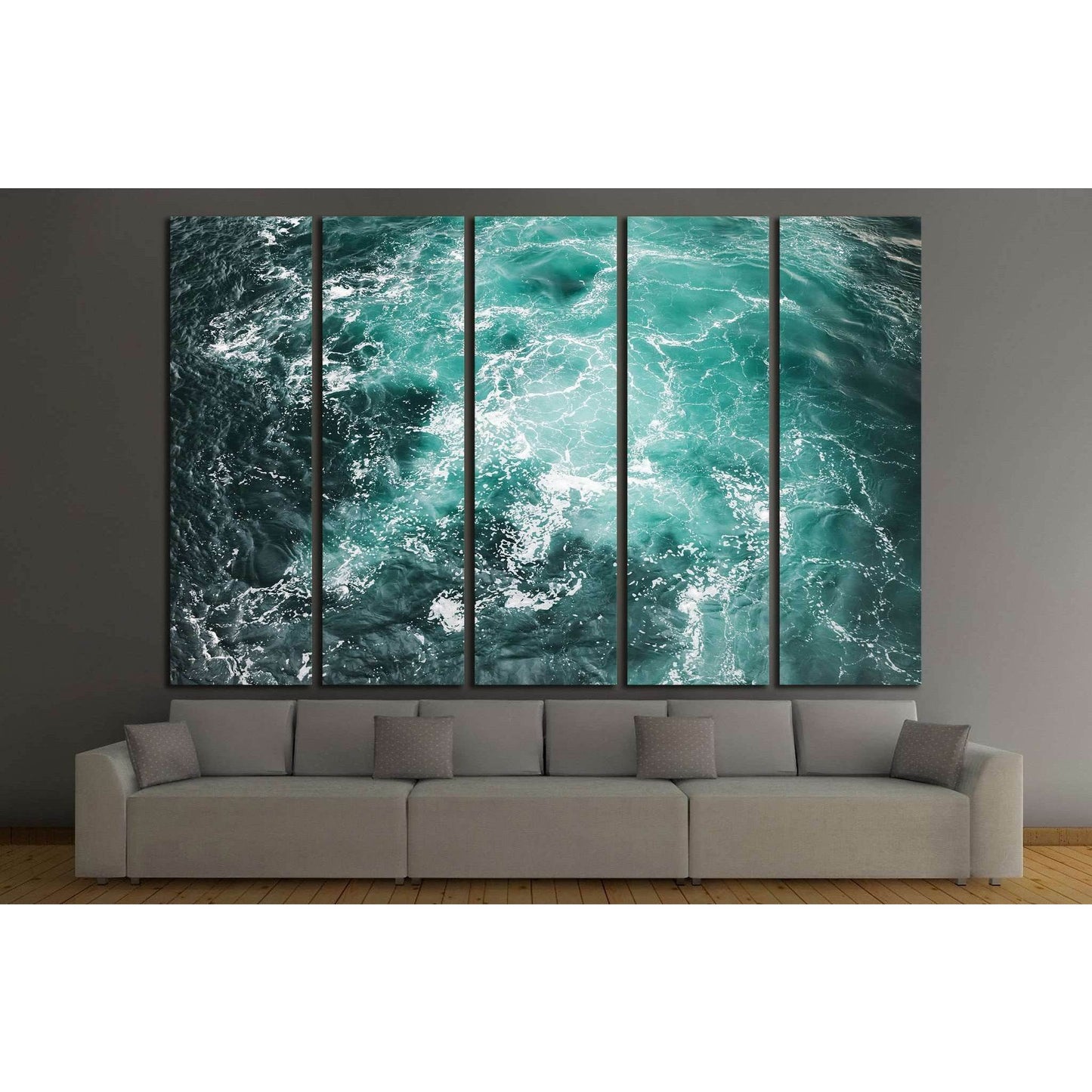 Deep blue stormy sea water surface with white foam №1404 Ready to Hang Canvas Print - Zellart Canvas Prints ALL_Products, s-1404