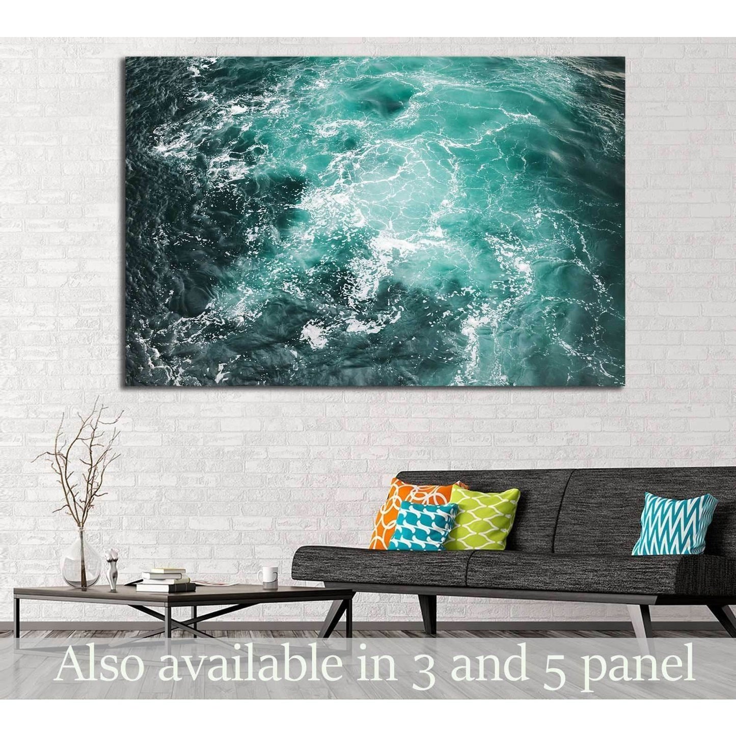 Deep blue stormy sea water surface with white foam №1404 Ready to Hang Canvas Print - Zellart Canvas Prints ALL_Products, s-1404