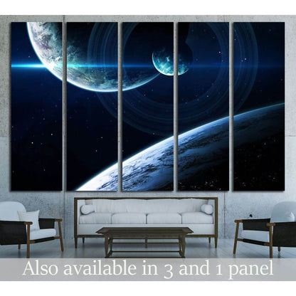 Deep space art. Nebulas, planets galaxies and stars in beautiful composition. №2430 Ready to Hang Canvas Print - Zellart Canvas Prints ALL_Products, s-2430