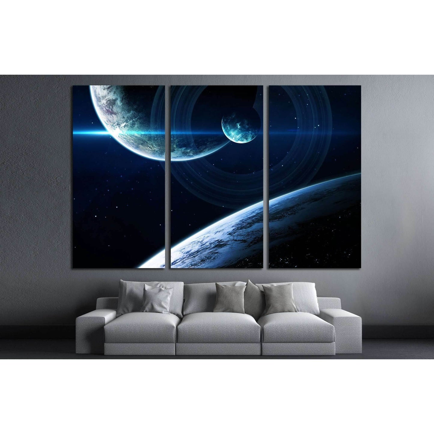 Deep space art. Nebulas, planets galaxies and stars in beautiful composition. №2430 Ready to Hang Canvas Print - Zellart Canvas Prints ALL_Products, s-2430