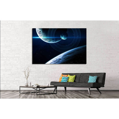 Deep space art. Nebulas, planets galaxies and stars in beautiful composition. №2430 Ready to Hang Canvas Print - Zellart Canvas Prints ALL_Products, s-2430