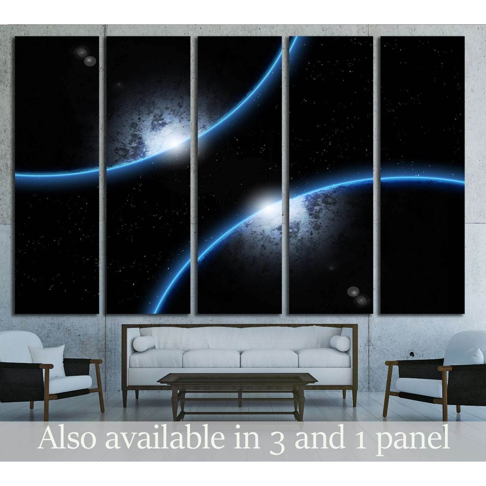 deep space with two planet background. №2464 Ready to Hang Canvas Print - Zellart Canvas Prints ALL_Products, s-2464