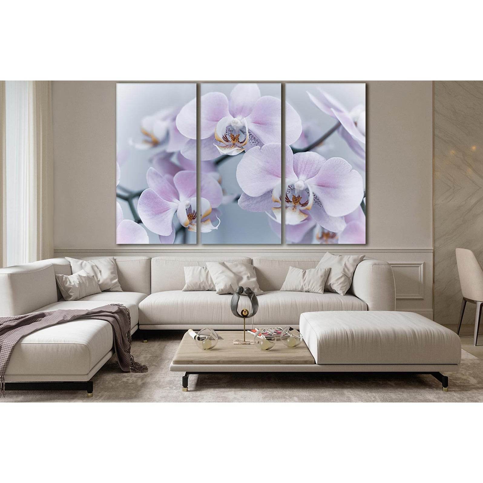 Delicate Orchid Canvas Print, Pastel Lilac Floral - Zellart