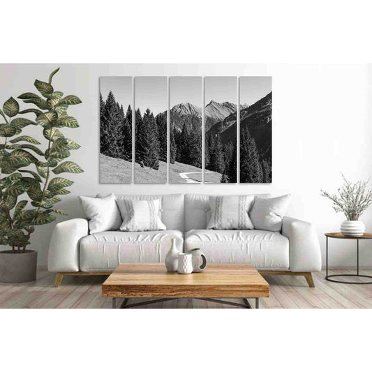 Dense forest in the mountains №D2818 Ready to Hang Canvas Print - Zellart Canvas Prints 0new, ALL_Products, Black & White Wall Art