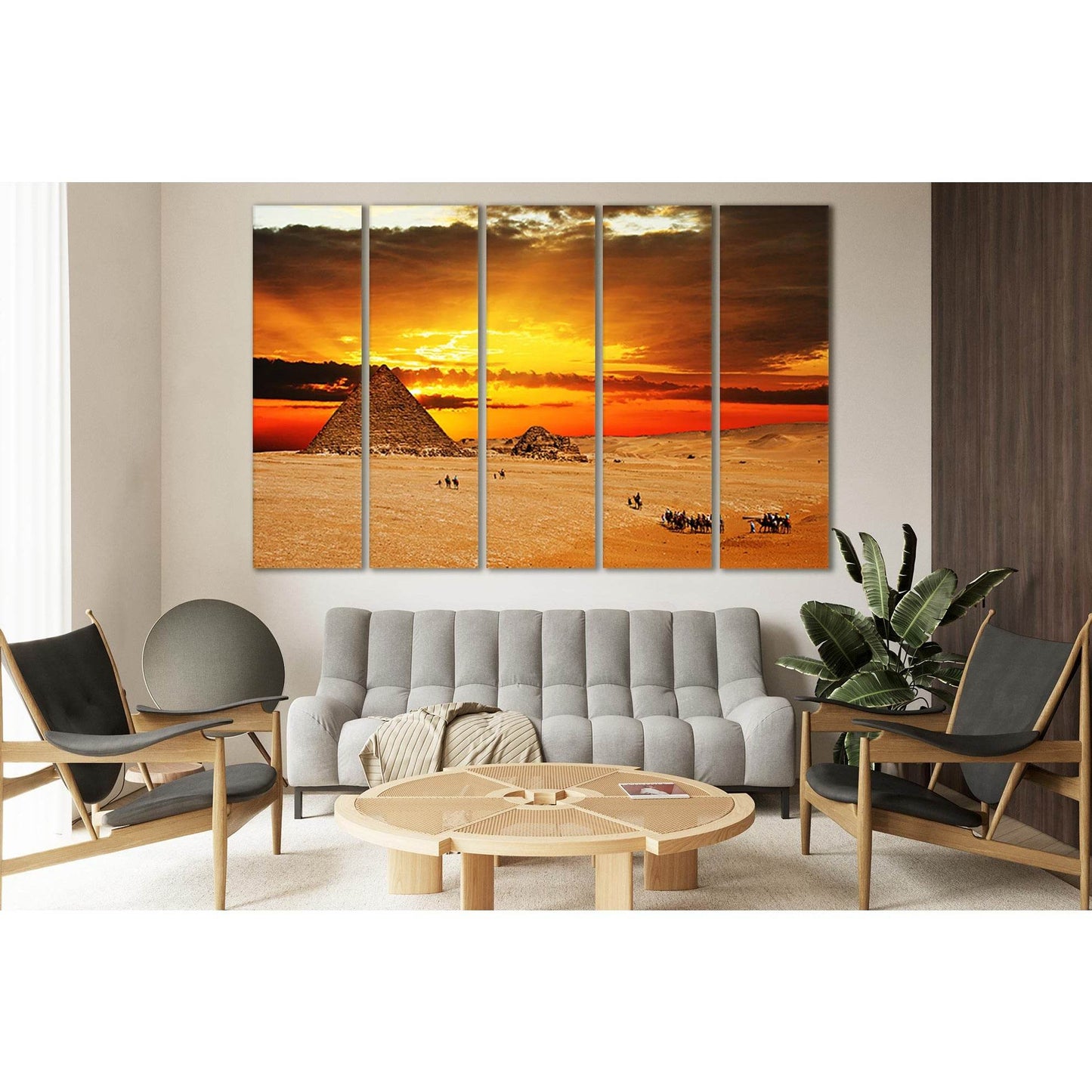 Desert Pyramid At Sunset №SL238 Ready to Hang Canvas Print - Zellart Canvas Prints 0new, ALL_Products, SUNRISE & SUNSET WALL ART