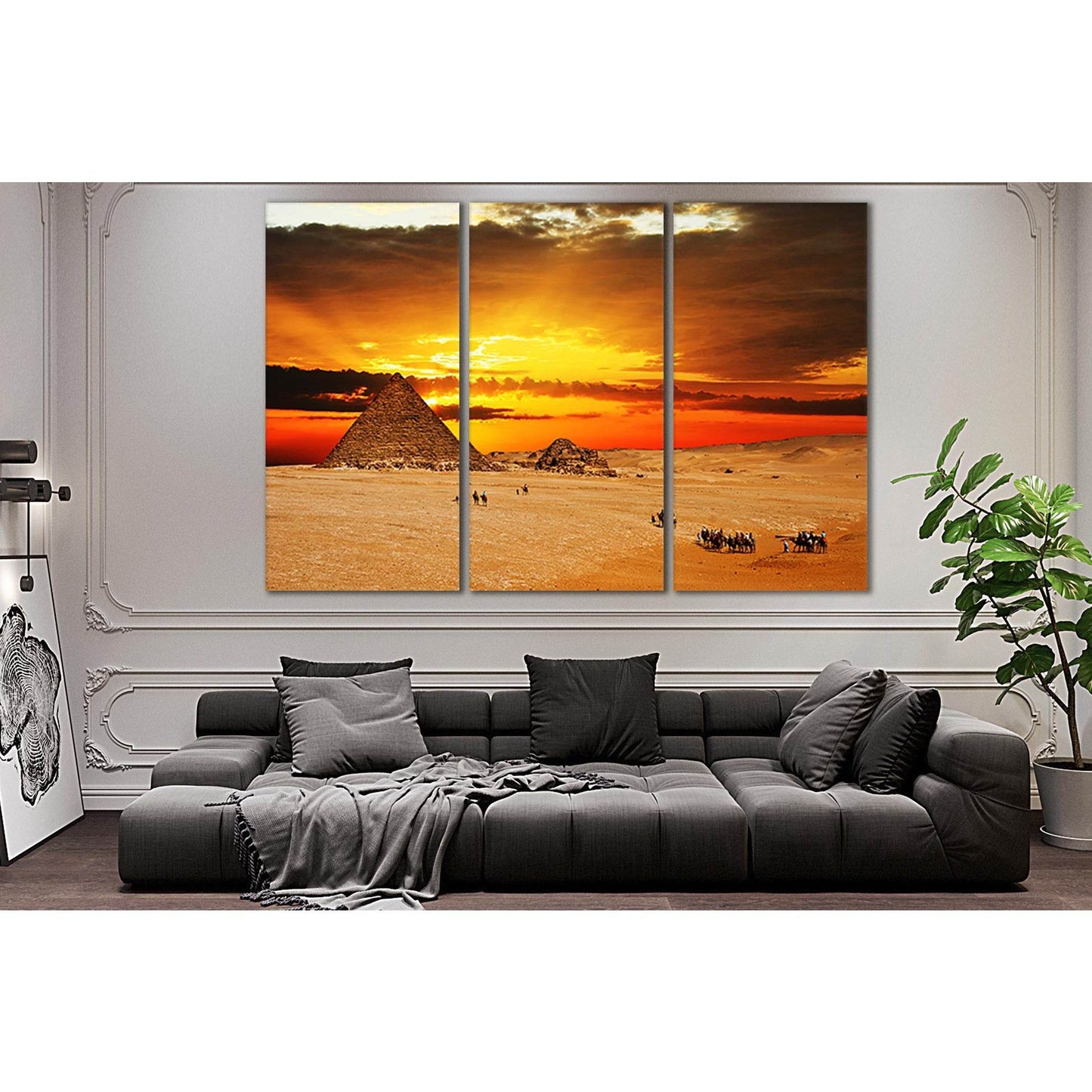 Desert Pyramid At Sunset №SL238 Ready to Hang Canvas Print - Zellart Canvas Prints 0new, ALL_Products, SUNRISE & SUNSET WALL ART