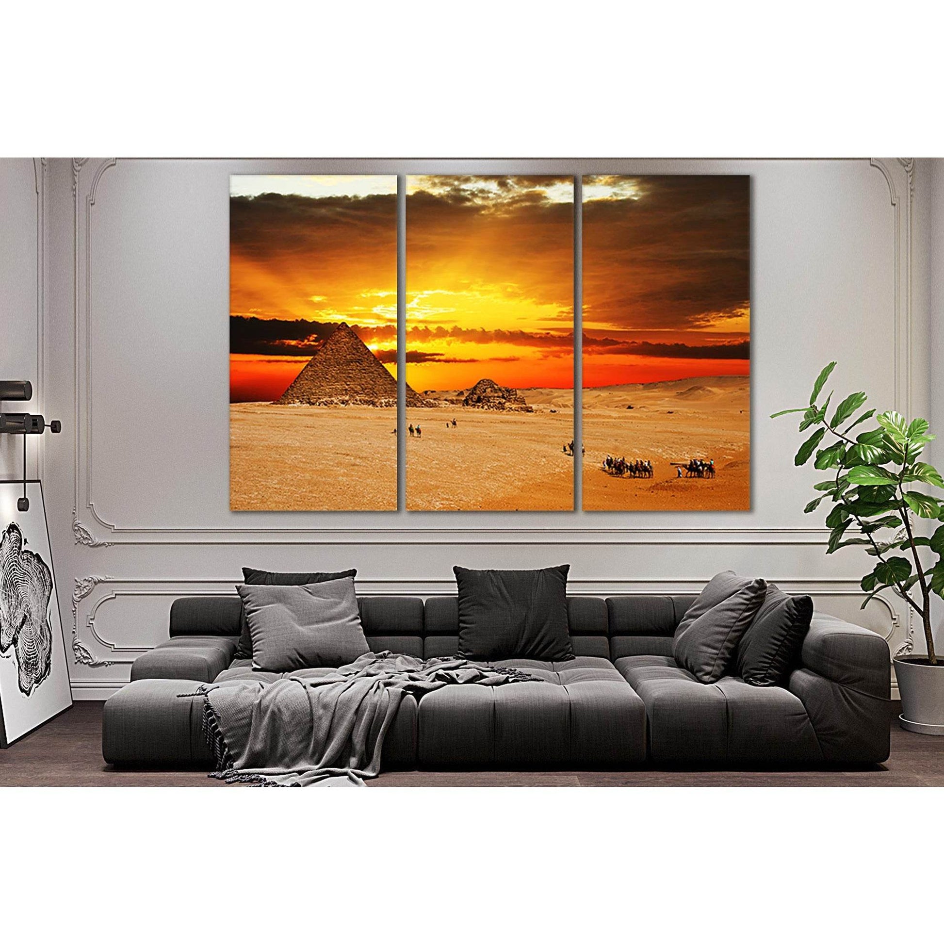 Desert Pyramid At Sunset №SL238 Ready to Hang Canvas Print - Zellart Canvas Prints 0new, ALL_Products, SUNRISE & SUNSET WALL ART
