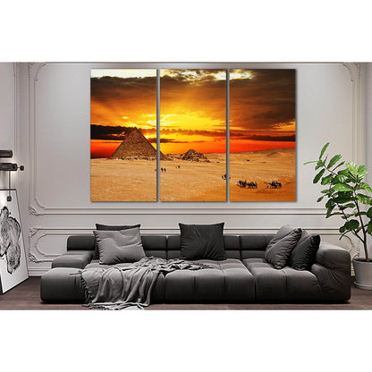 Desert Pyramid At Sunset №SL238 Ready to Hang Canvas Print - Zellart Canvas Prints 0new, ALL_Products, SUNRISE & SUNSET WALL ART