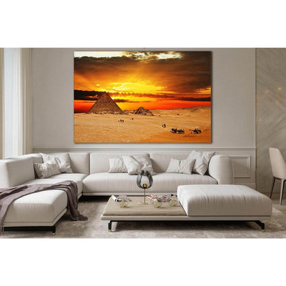 Desert Pyramid At Sunset №SL238 Ready to Hang Canvas Print - Zellart Canvas Prints 0new, ALL_Products, SUNRISE & SUNSET WALL ART