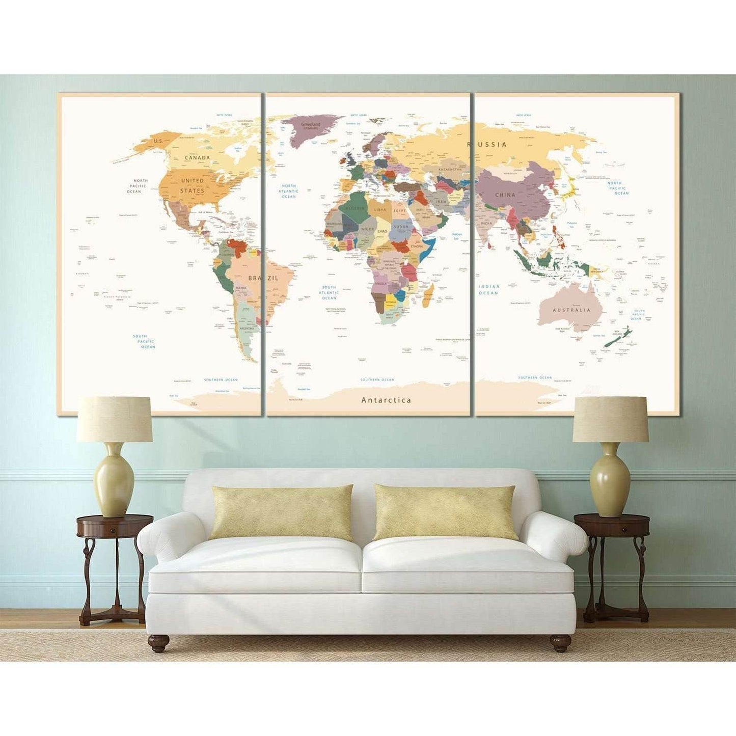 Detailed World Map for Office Wall DecorDecorate your walls with a stunning Detailed World Map Canvas Art Print from the world's largest art gallery. Choose from thousands of Detailed World Map artworks with various sizing options. Choose your perfect art