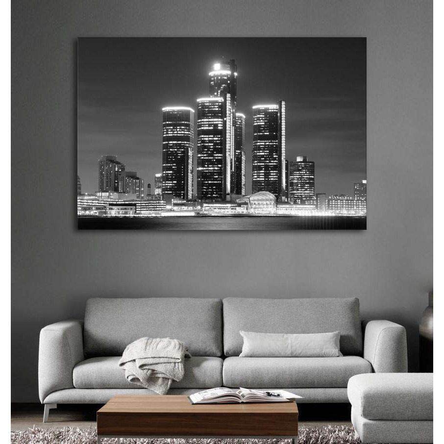 Detroit Skyline №1100 Ready to Hang Canvas Print - Zellart Canvas Prints ALL_Products, autopostr_pinterest_65155, autopostr_pinterest_65157, autopostr_pinterest_65158, autopostr_pinterest_65160