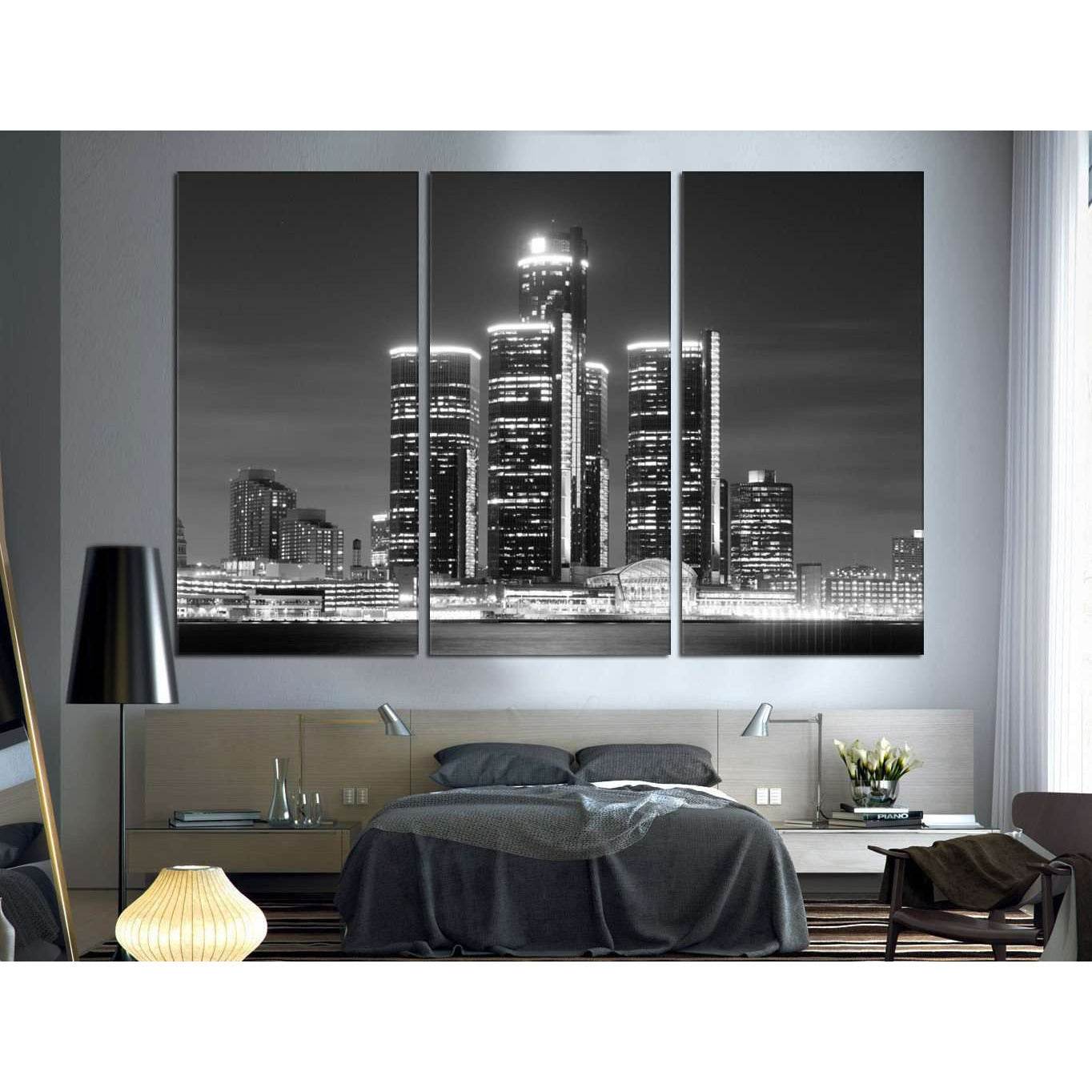 Detroit Skyline №1100 Ready to Hang Canvas Print - Zellart Canvas Prints ALL_Products, autopostr_pinterest_65155, autopostr_pinterest_65157, autopostr_pinterest_65158, autopostr_pinterest_65160