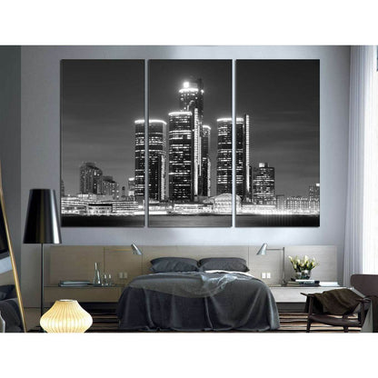 Detroit Skyline №1100 Ready to Hang Canvas Print - Zellart Canvas Prints ALL_Products, autopostr_pinterest_65155, autopostr_pinterest_65157, autopostr_pinterest_65158, autopostr_pinterest_65160