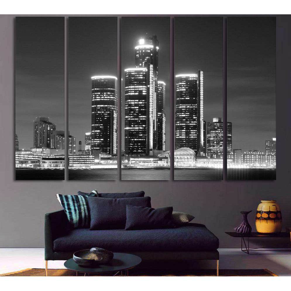 Detroit Skyline №1100 Ready to Hang Canvas Print - Zellart Canvas Prints ALL_Products, autopostr_pinterest_65155, autopostr_pinterest_65157, autopostr_pinterest_65158, autopostr_pinterest_65160