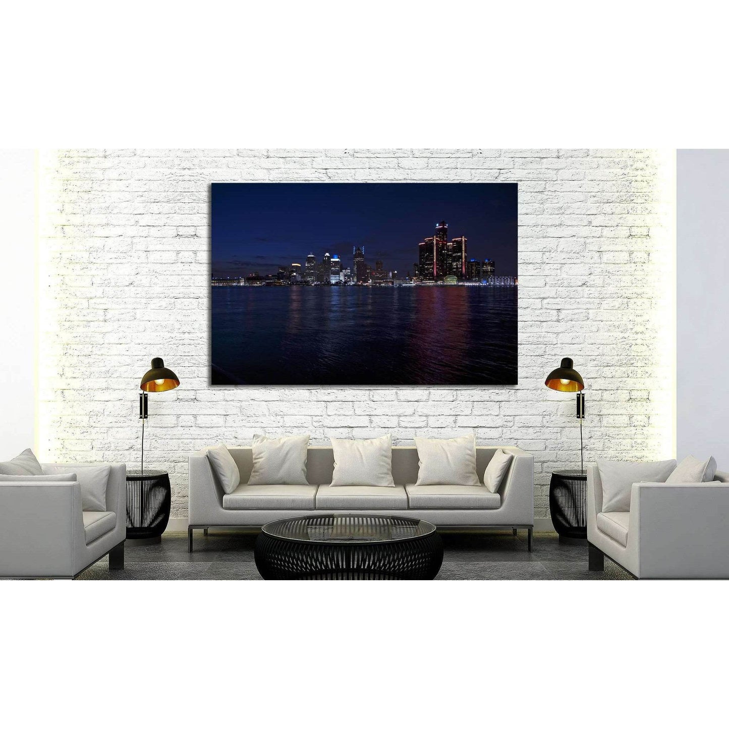 Detroit Skyline №133 Ready to Hang Canvas Print - Zellart Canvas Prints ALL_Products, wd-133