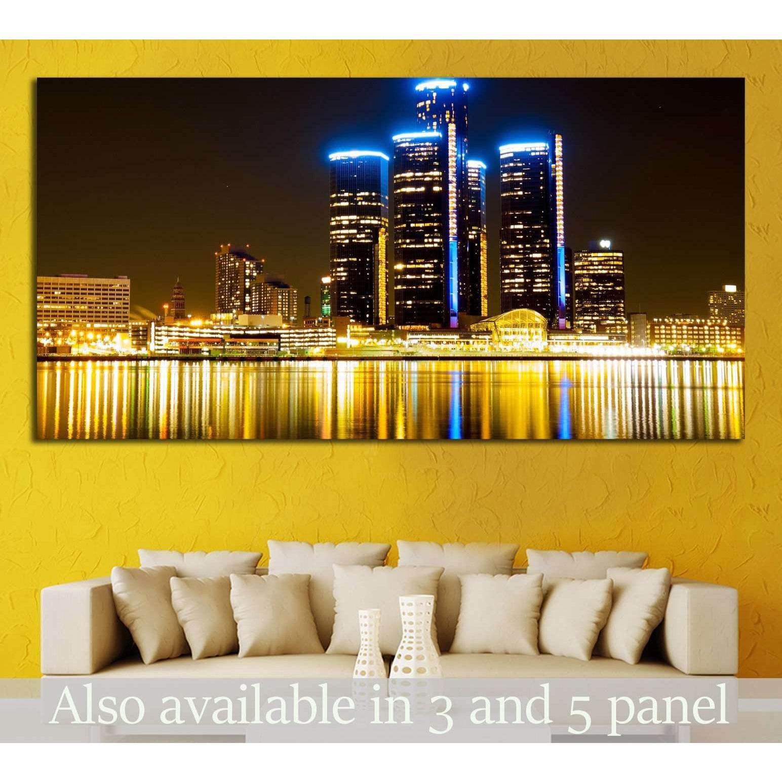 Detroit Skyline at Night №2258 Ready to Hang Canvas PrintCanvas art arrives ready to hang, with hanging accessories included and no additional framing required. Every canvas print is hand-crafted, made on-demand at our workshop and expertly stretched arou