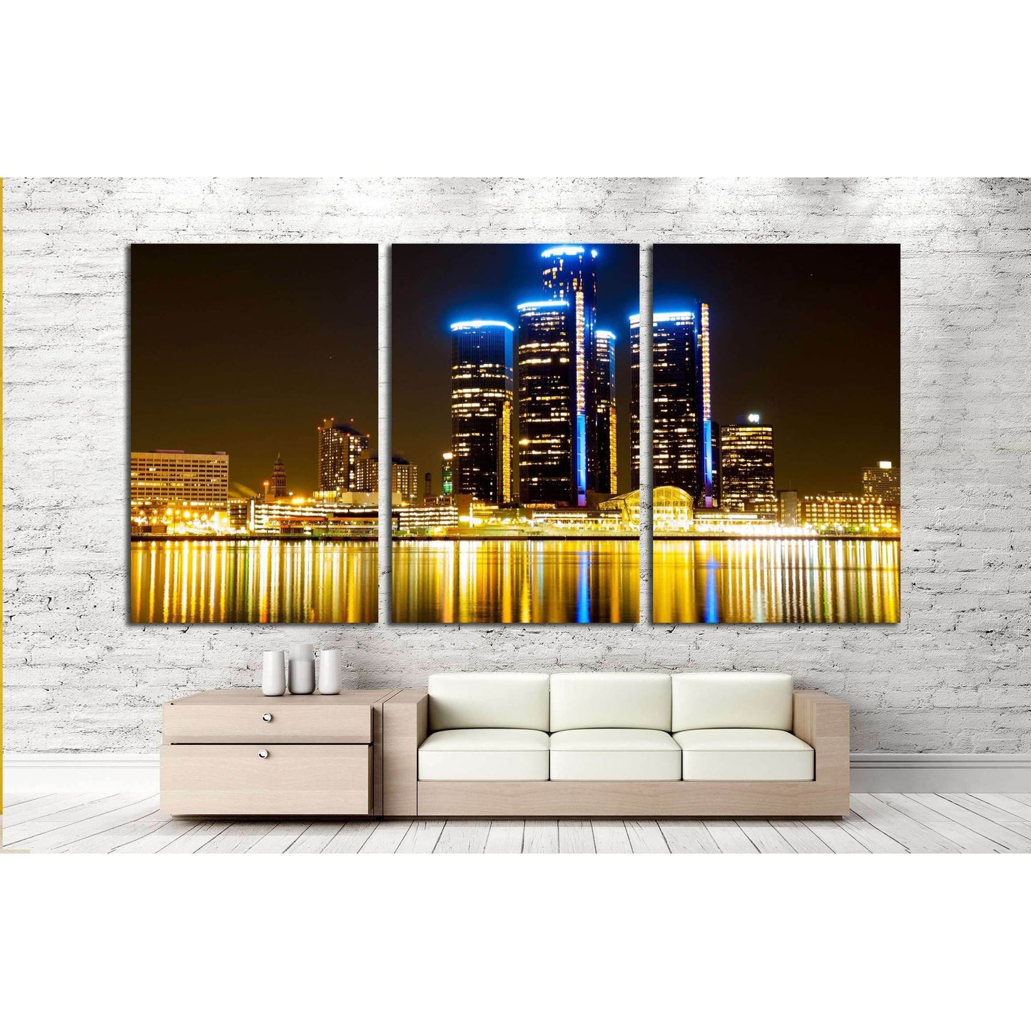 Detroit Skyline at Night №2258 Ready to Hang Canvas PrintCanvas art arrives ready to hang, with hanging accessories included and no additional framing required. Every canvas print is hand-crafted, made on-demand at our workshop and expertly stretched arou