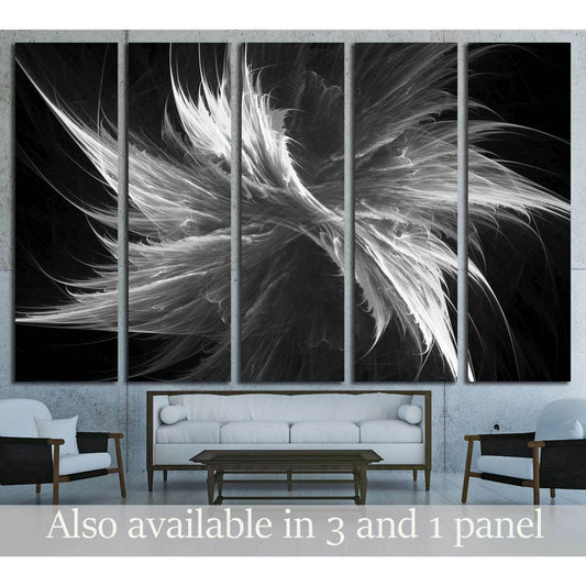 Digital abstract fractal background generated at computer in black and white №2892 Ready to Hang Canvas Print - Zellart Canvas Prints ALL_Products, s-2892