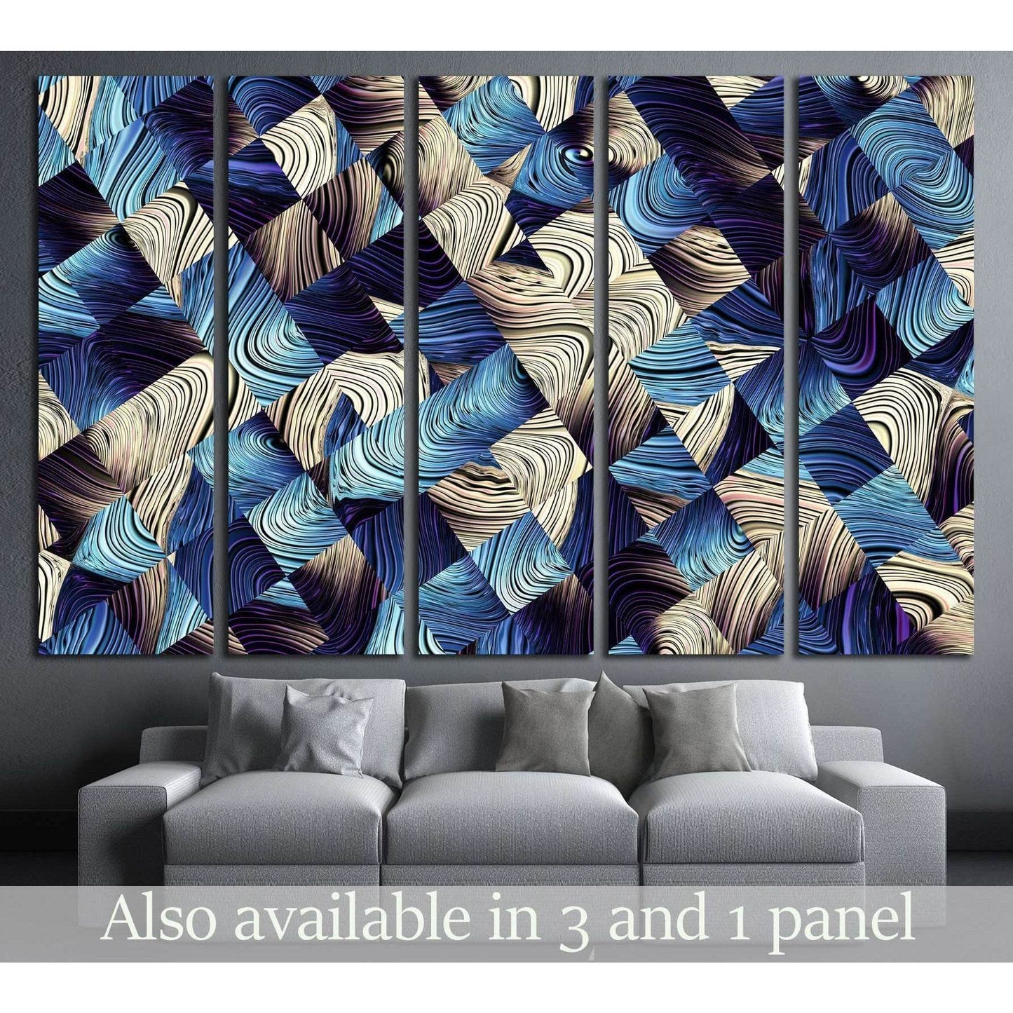 Digital art abstract pattern. Abstract blue image with a small squares №2569 Ready to Hang Canvas Print - Zellart Canvas Prints ALL_Products, s-2569
