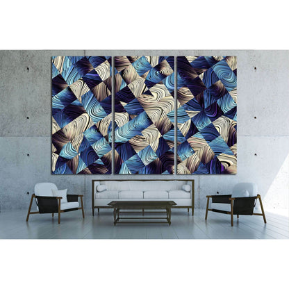 Digital art abstract pattern. Abstract blue image with a small squares №2569 Ready to Hang Canvas Print - Zellart Canvas Prints ALL_Products, s-2569