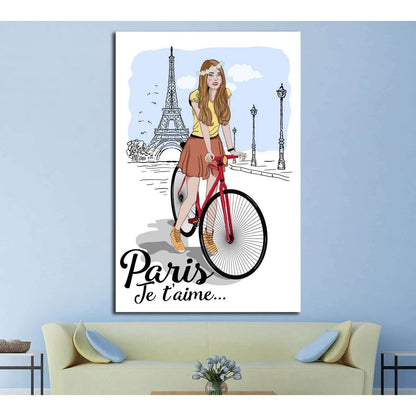 Discover Paris sketch canvas with girl on bike and eiffel tower vector illustration №4595 Ready to Hang Canvas Print - Zellart Canvas Prints ALL_Products, s-4595