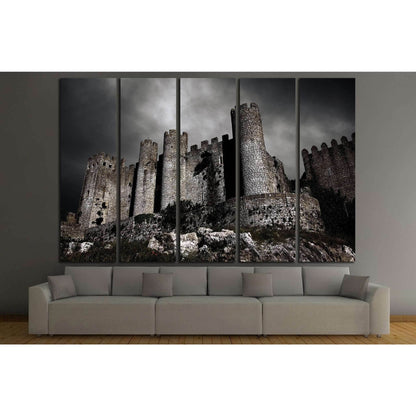 Disturbing scene with medieval castle at night with stormy sky №1791 Ready to Hang Canvas Print - Zellart Canvas Prints ALL_Products, s-1791