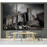 Disturbing scene with medieval castle at night with stormy sky №1791 Ready to Hang Canvas Print