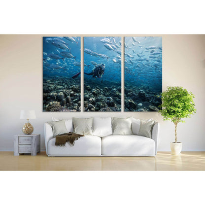 Diving Underwater №669 Ready to Hang Canvas Print - Zellart Canvas Prints ALL_Products, autopostr_pinterest_65155, autopostr_pinterest_65157, autopostr_pinterest_65158, autopostr_pinterest_65160