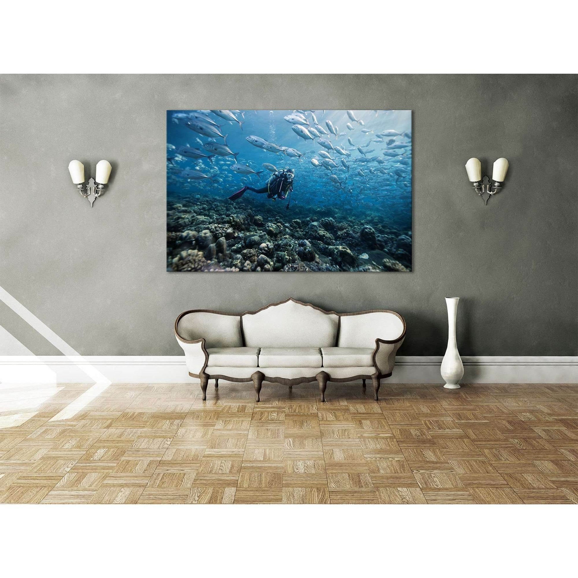 Diving Underwater №669 Ready to Hang Canvas Print - Zellart Canvas Prints ALL_Products, autopostr_pinterest_65155, autopostr_pinterest_65157, autopostr_pinterest_65158, autopostr_pinterest_65160