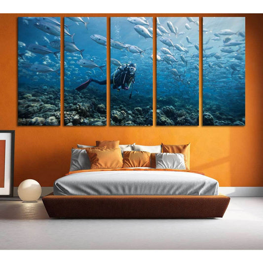 Diving Underwater №669 Ready to Hang Canvas PrintCanvas art arrives ready to hang, with hanging accessories included and no additional framing required. Every canvas print is hand-crafted, made on-demand at our workshop and expertly stretched around 100%