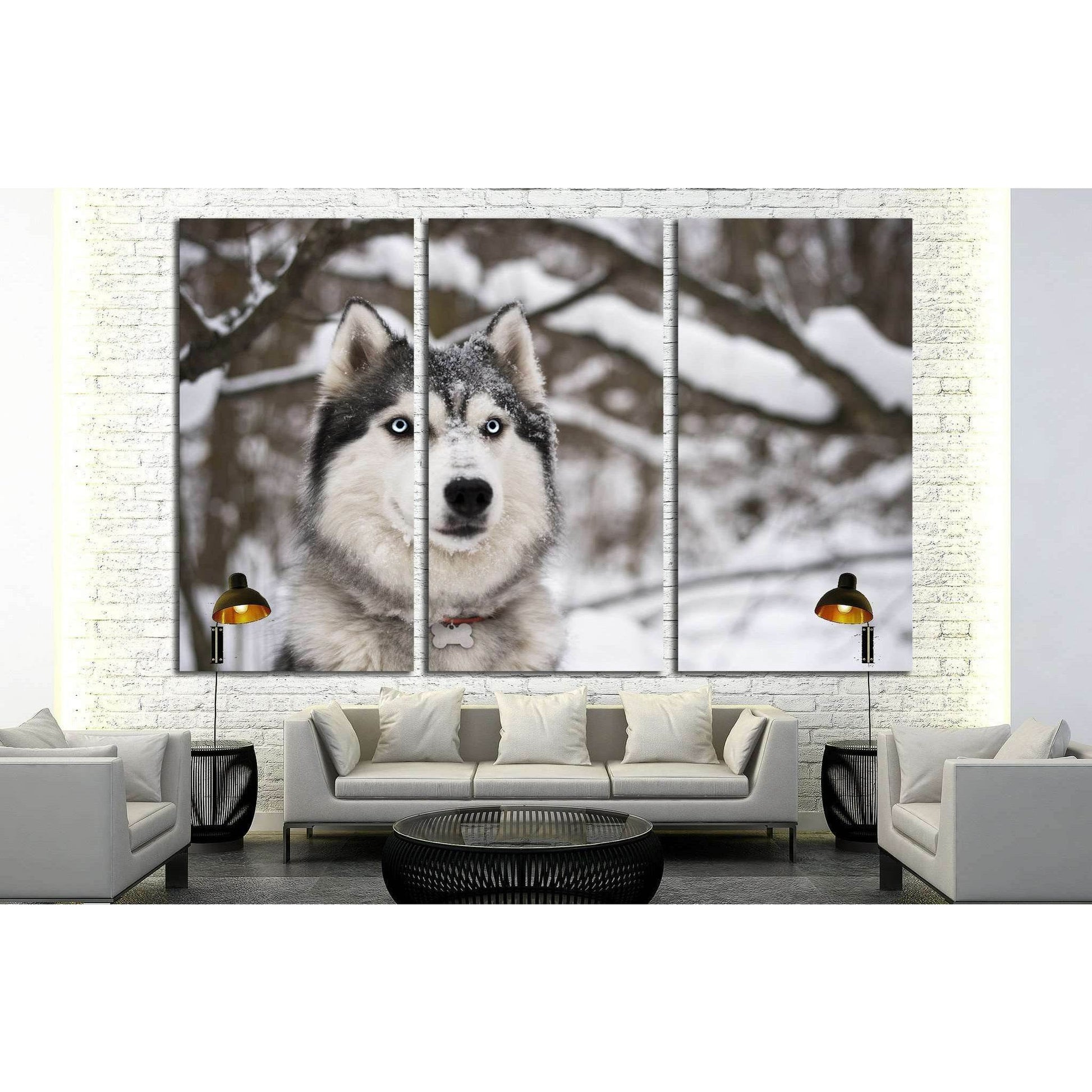 Dog and Snow №1 Ready to Hang Canvas Print - Zellart Canvas Prints ALL_Products, s-1