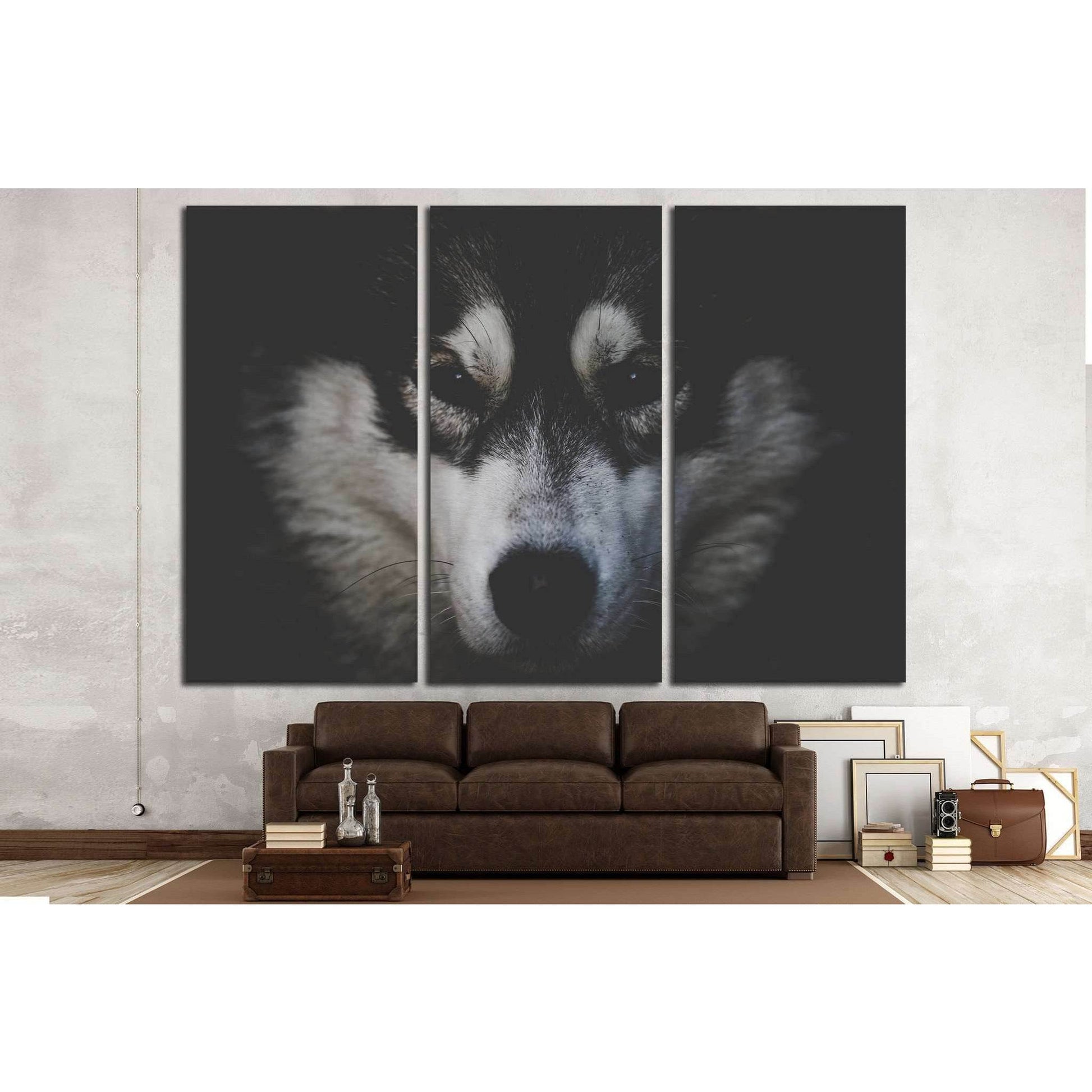 Dog Black and White №2 Ready to Hang Canvas Print - Zellart Canvas Prints ALL_Products, s-2