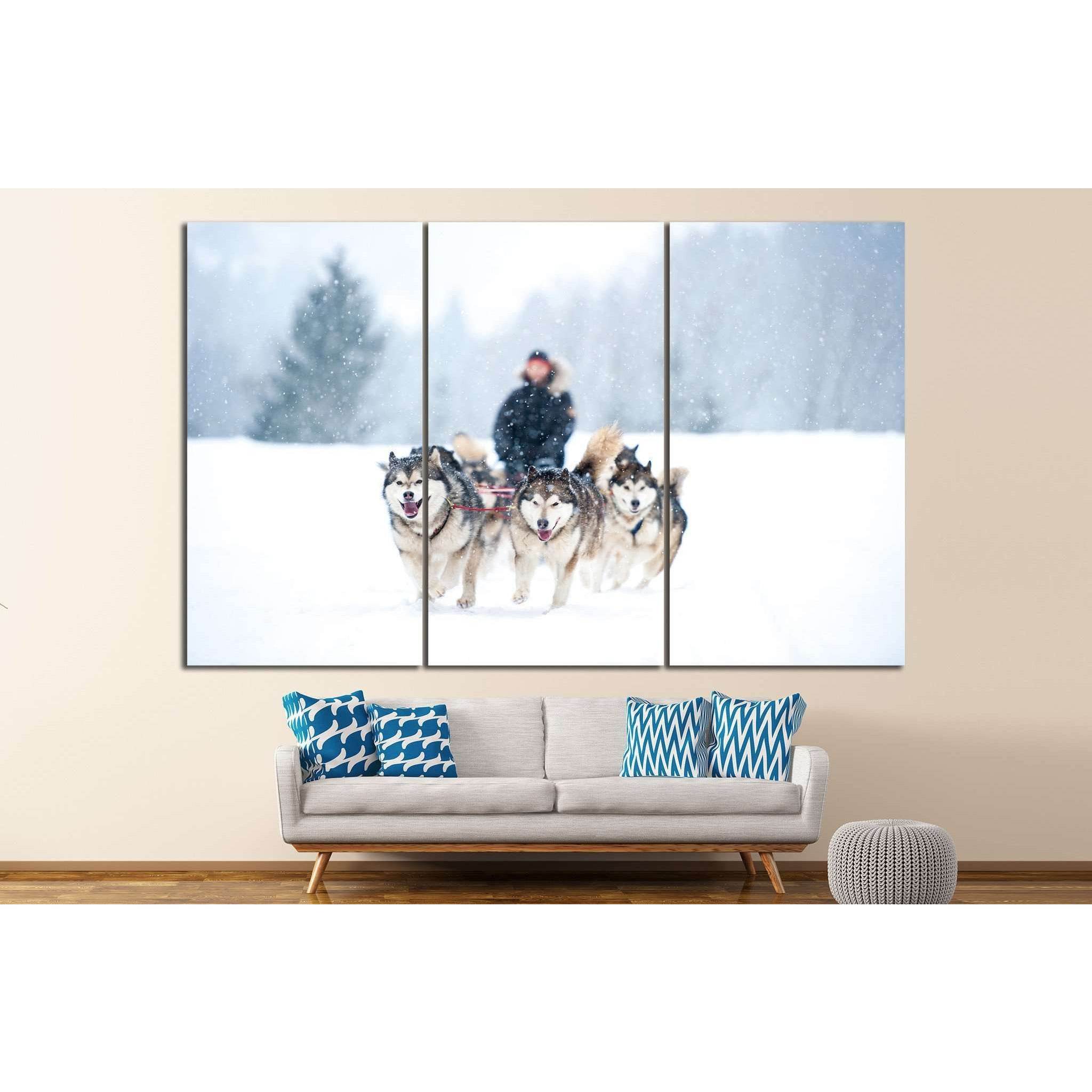 Dogs team and Snow №7 Ready to Hang Canvas Print