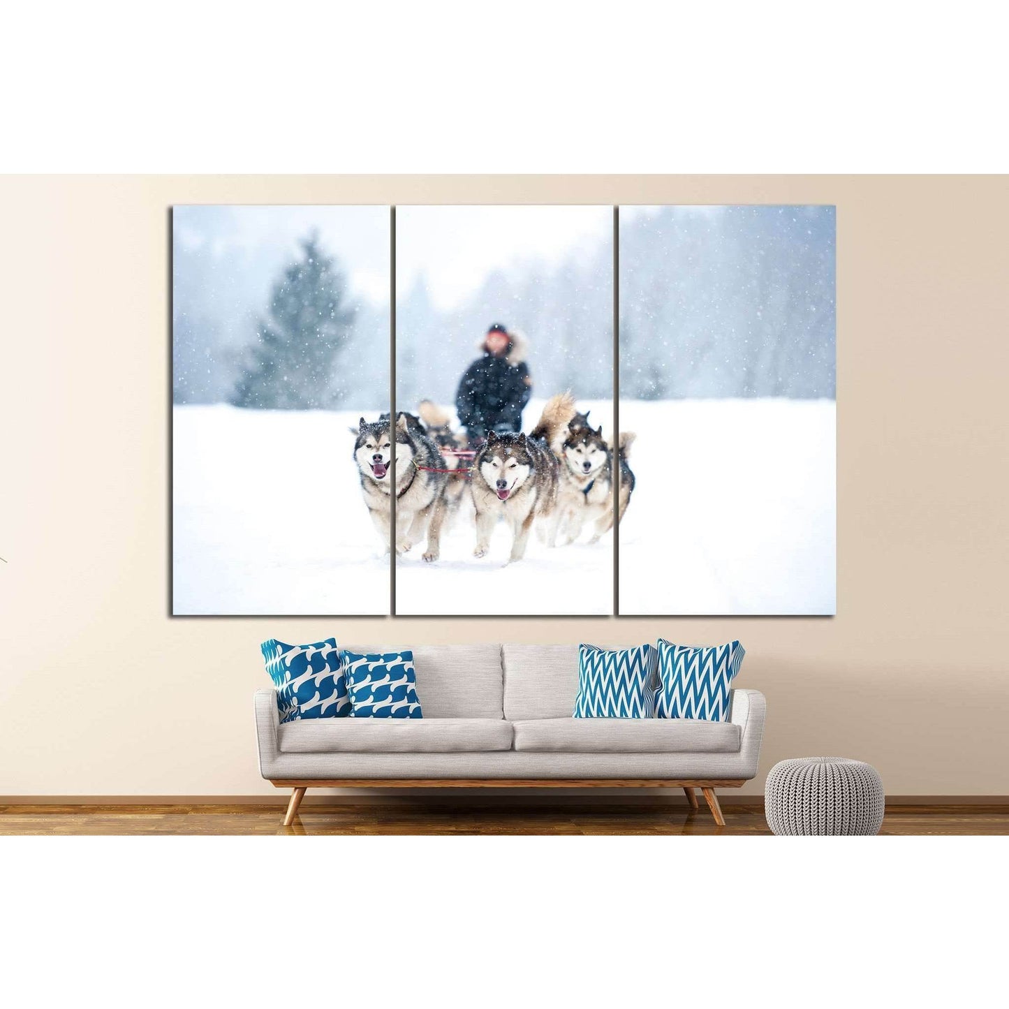 Dogs team and Snow №7 Ready to Hang Canvas Print - Zellart Canvas Prints ALL_Products, s-7