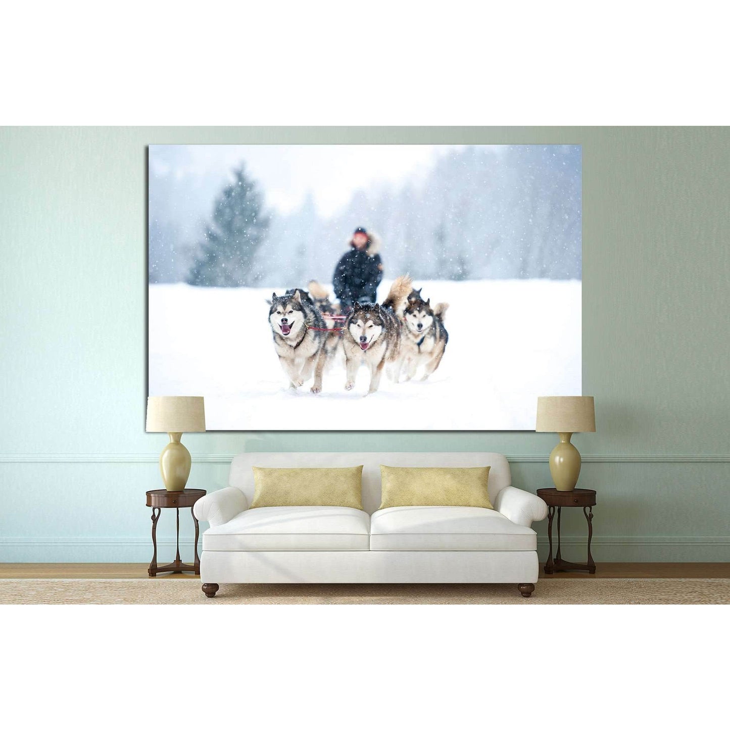 Dogs team and Snow №7 Ready to Hang Canvas Print - Zellart Canvas Prints ALL_Products, s-7