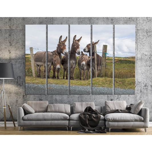 Donkeys In The Countryside №04252 Ready to Hang Canvas Print - Zellart Canvas Prints ALL_Products