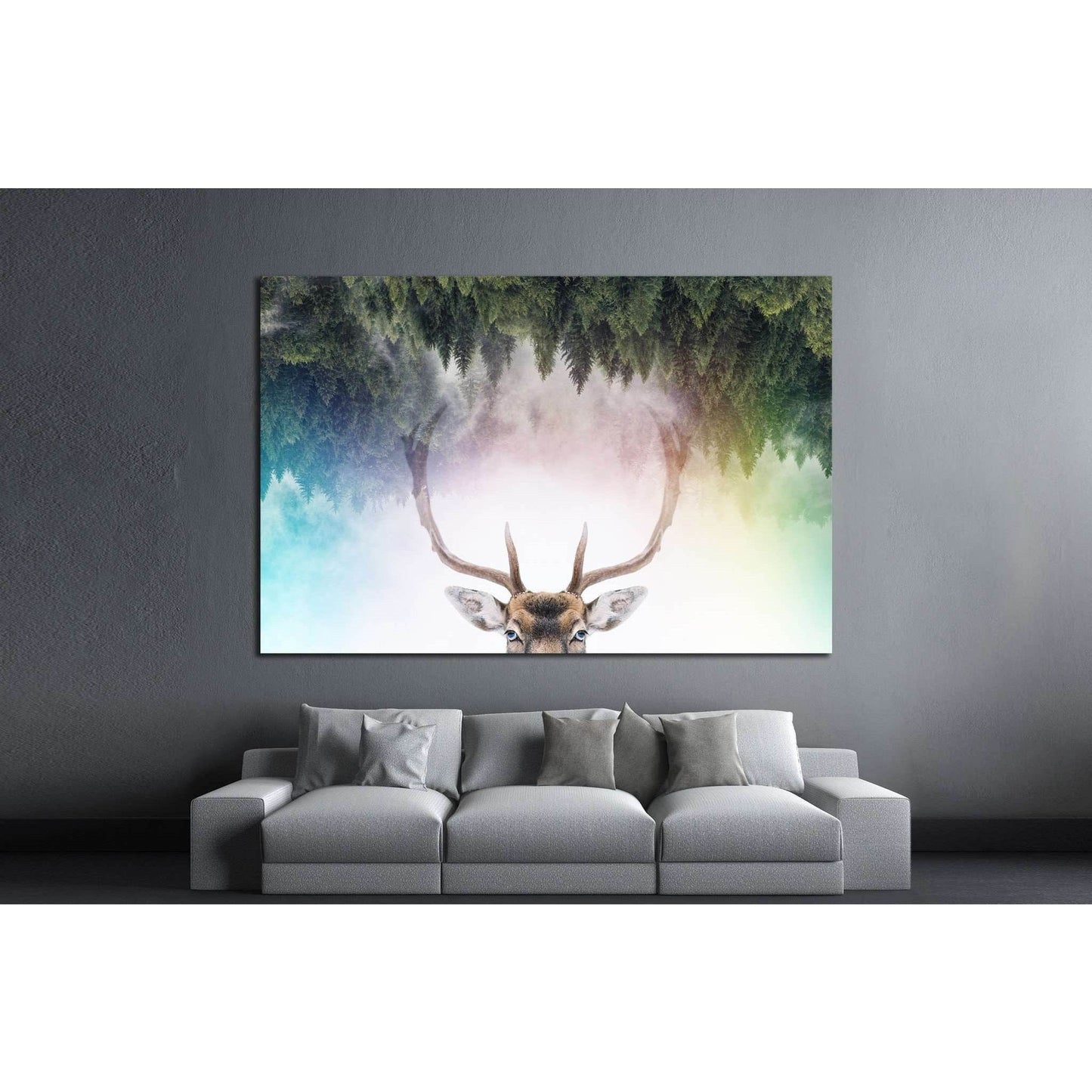 Double exposure of an antler and it's habitat №1828 Ready to Hang Canvas PrintCanvas art arrives ready to hang, with hanging accessories included and no additional framing required. Every canvas print is hand-crafted, made on-demand at our workshop and ex