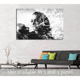 Double exposure of girl with gorgeous eyes and sea foam №2775 Ready to Hang Canvas Print