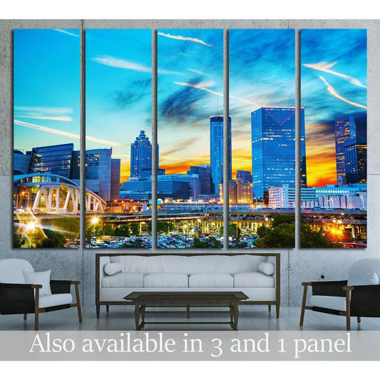 Downtown Atlanta, Georgia at night time №2171 Ready to Hang Canvas Print - Zellart Canvas Prints ALL_Products, s-2171