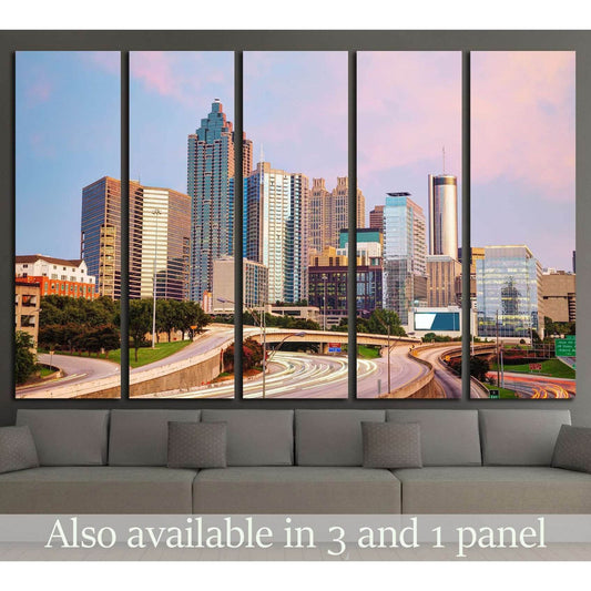 Downtown Atlanta, Georgia at the sunset time №1643 Ready to Hang Canvas Print - Zellart Canvas Prints ALL_Products, s-1643