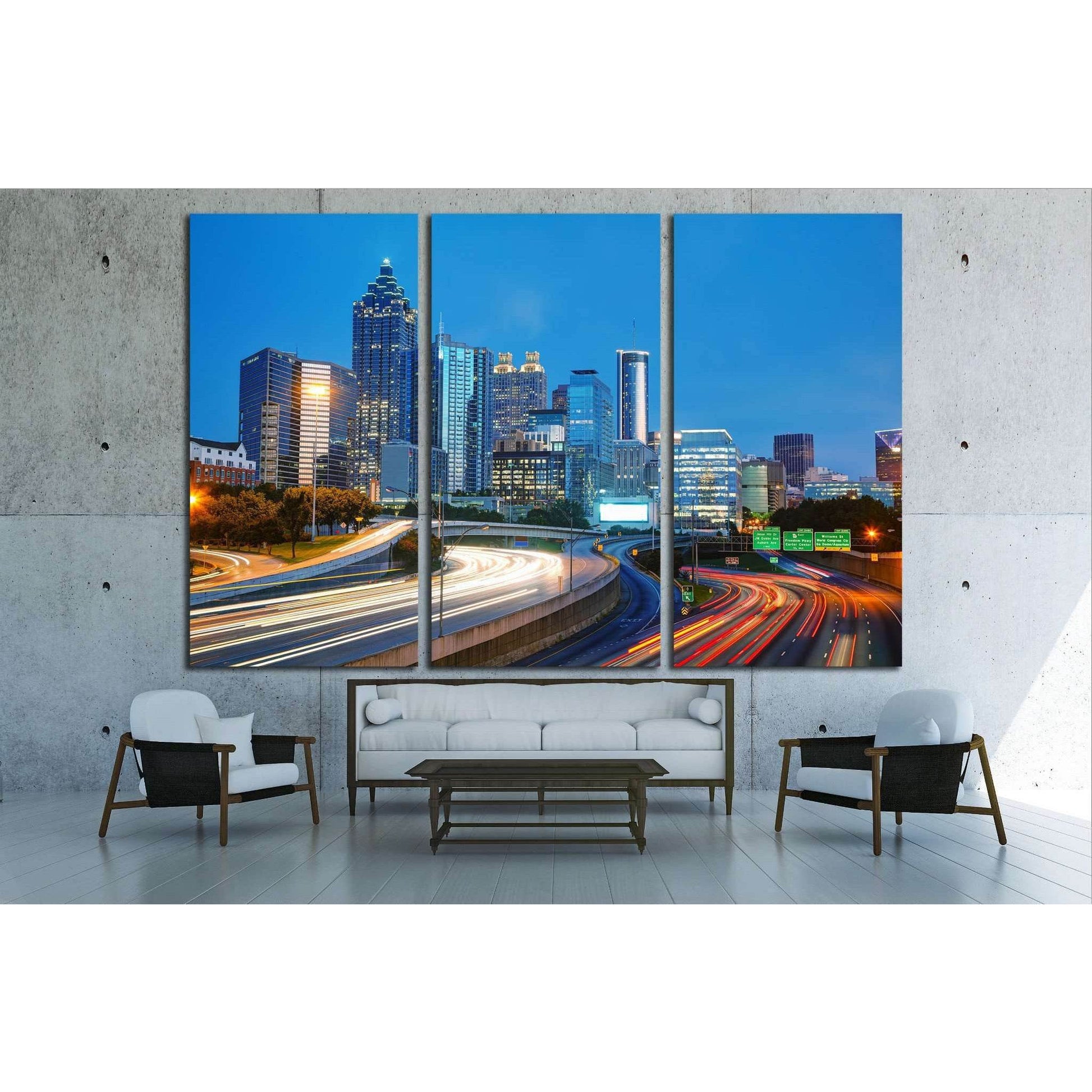 Downtown Atlanta, Georgia at the sunset time №1645 Ready to Hang Canvas Print - Zellart Canvas Prints ALL_Products, s-1645