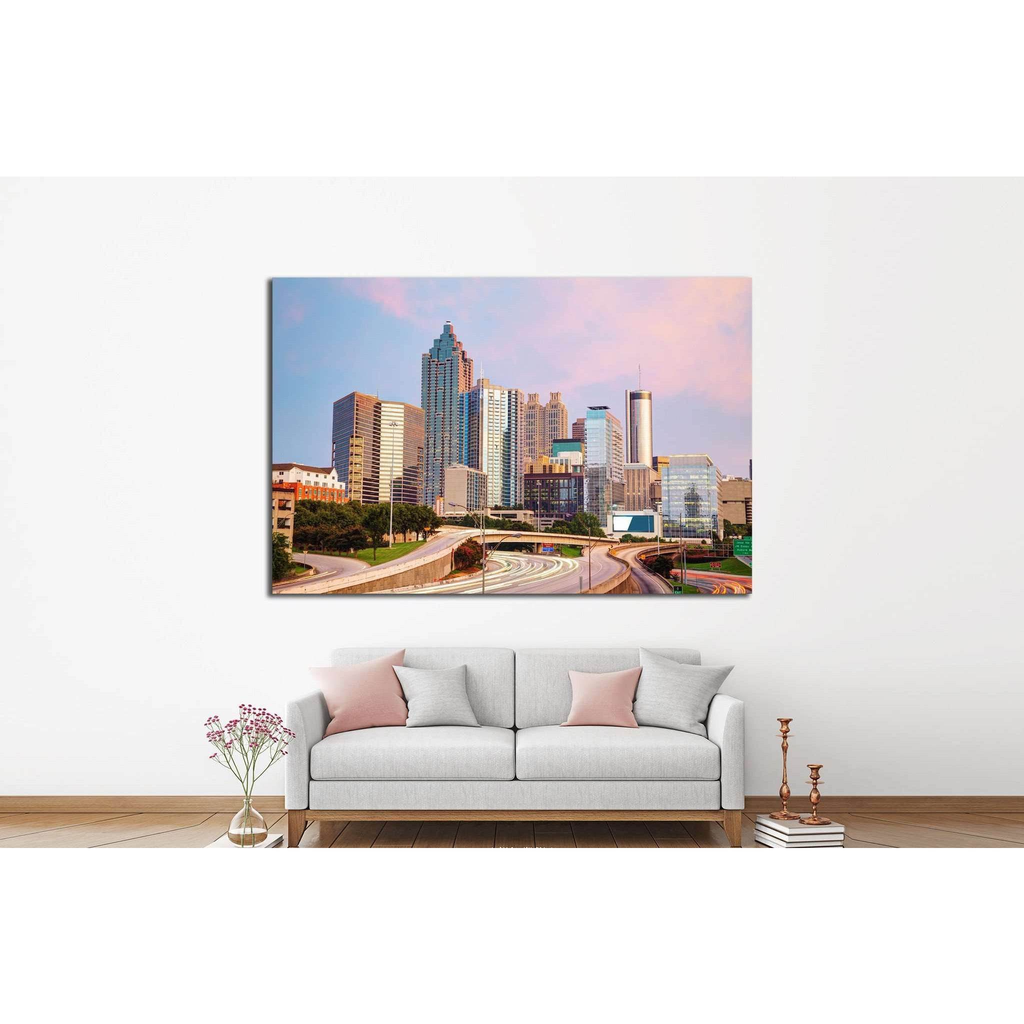 Downtown Atlanta, Georgia at the sunset time №1643 Ready to Hang Canvas Print