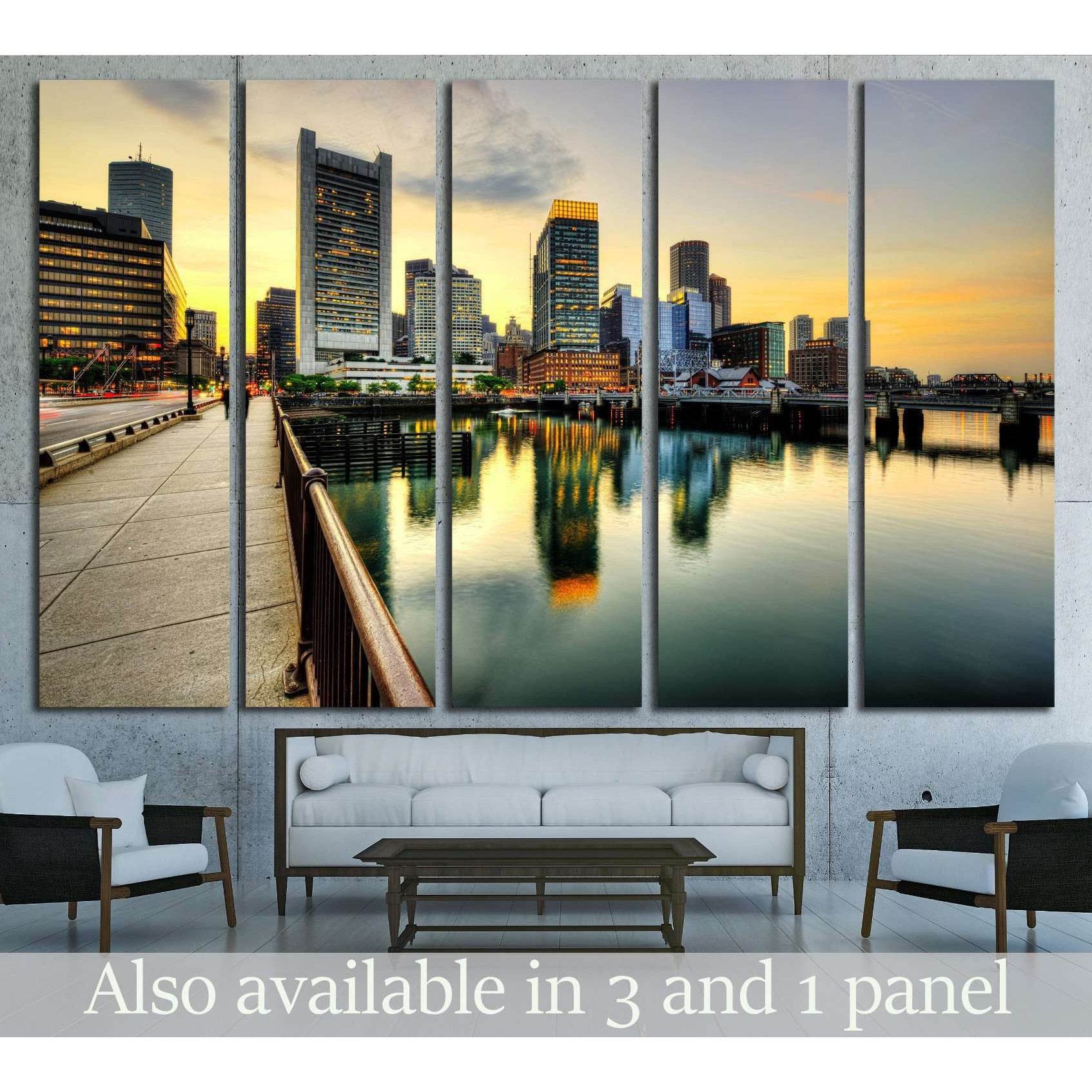 Downtown Boston skyline, financial district №2080 Ready to Hang Canvas Print - Zellart Canvas Prints ALL_Products, s-2080