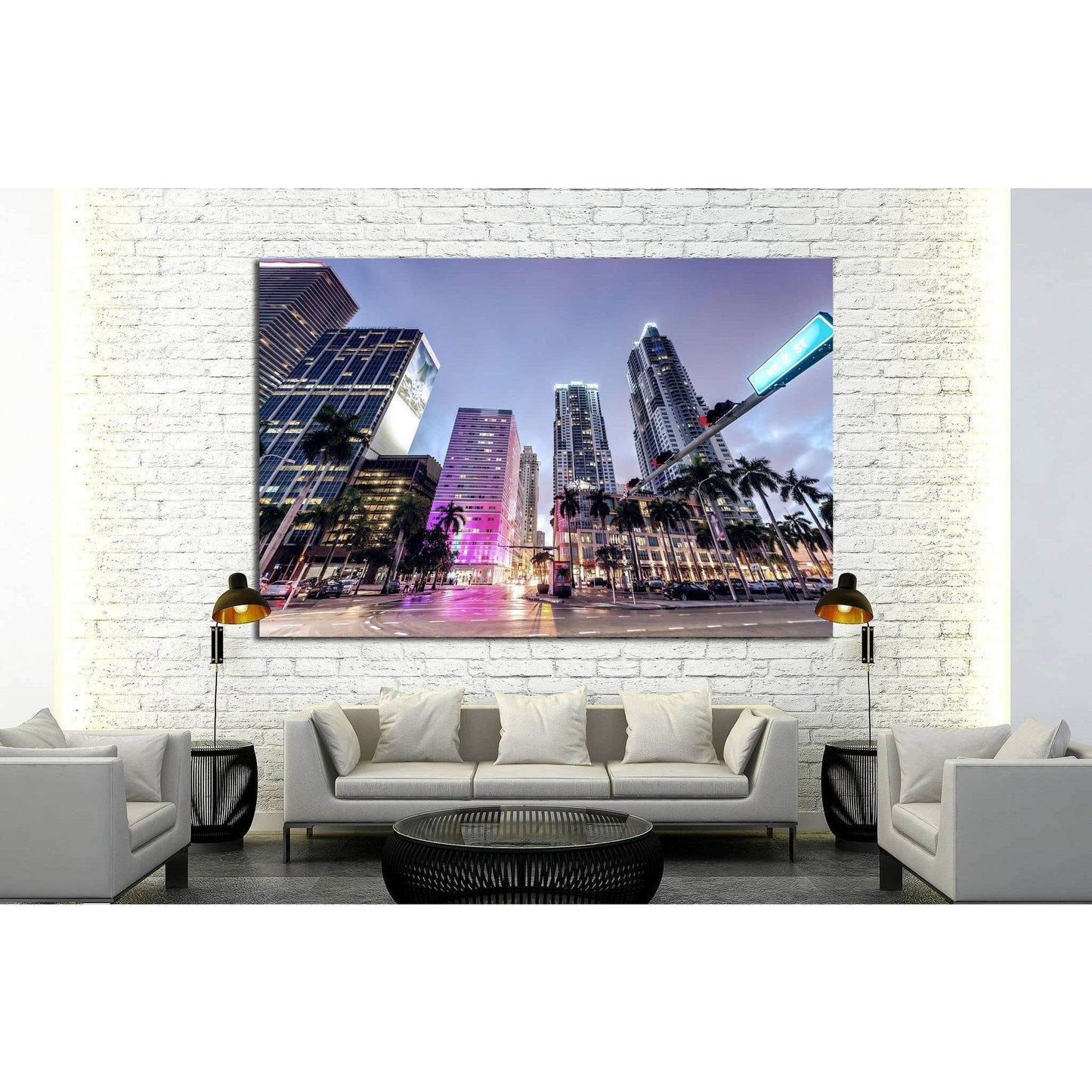 Downtown Miami at night №1097 Ready to Hang Canvas PrintCanvas art arrives ready to hang, with hanging accessories included and no additional framing required. Every canvas print is hand-crafted, made on-demand at our workshop and expertly stretched aroun