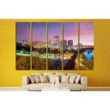 Downtown Richmond, Virginia skyline and the James River at twilight №2078 Ready to Hang Canvas Print