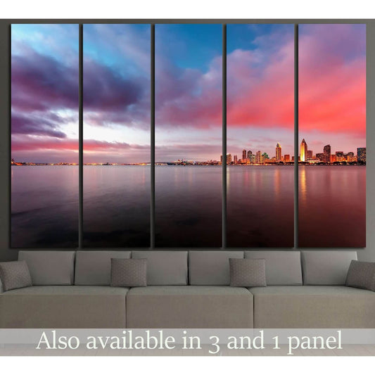Downtown San Diego at night №1031 Ready to Hang Canvas Print - Zellart Canvas Prints ALL_Products, s-1031