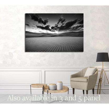 Dramatic Sky over desert dunes Black and White Landscapes Photography №3096 Ready to Hang Canvas Print - Zellart Canvas Prints ALL_Products, s-3096