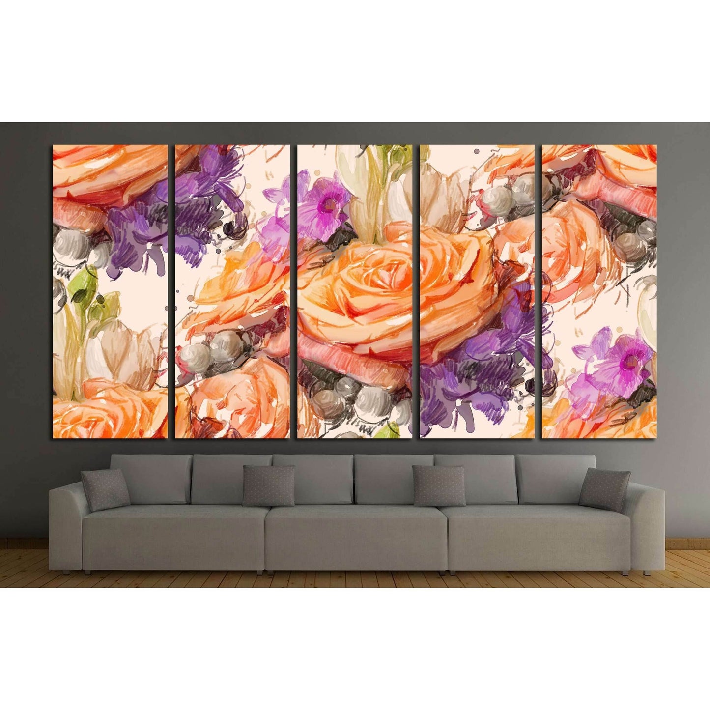 Drawing with colored pencils and watercolor №2571 Ready to Hang Canvas Print - Zellart Canvas Prints ALL_Products, s-2571