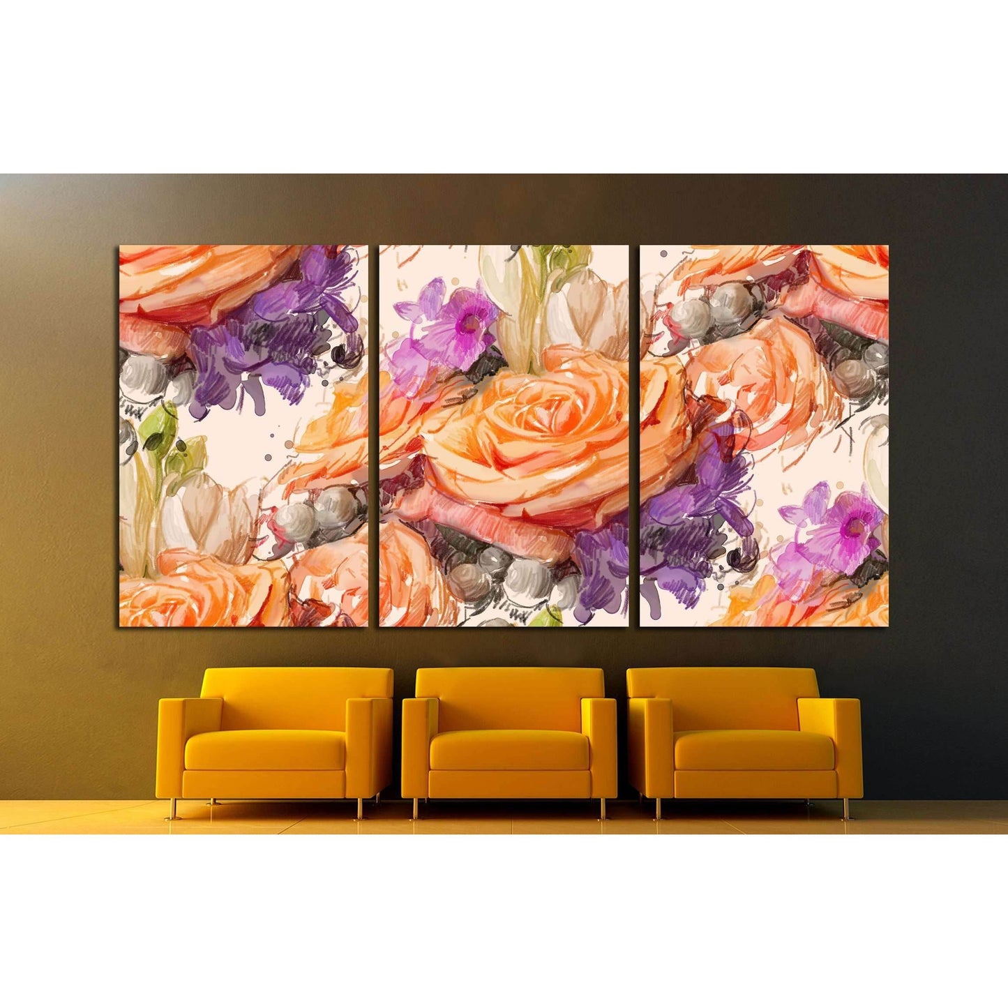 Drawing with colored pencils and watercolor №2571 Ready to Hang Canvas Print - Zellart Canvas Prints ALL_Products, s-2571